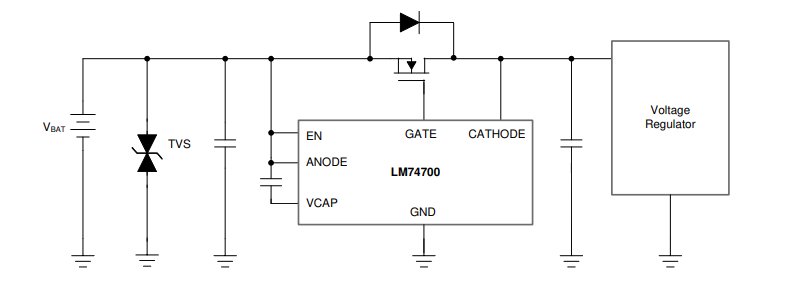 Application Circuit Diagram - Texas Instruments LM74700DDFEVM Evaluation Module